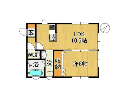 サンシティ紙漉II(1LDK/1階)の間取り写真