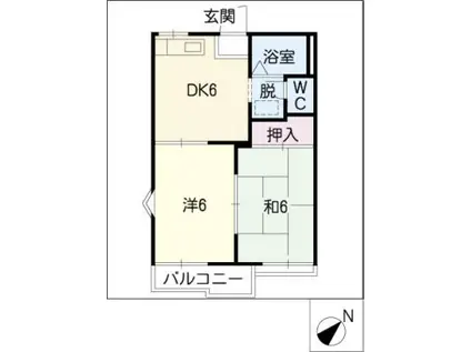 パークタウン大府A棟(2DK/2階)の間取り写真