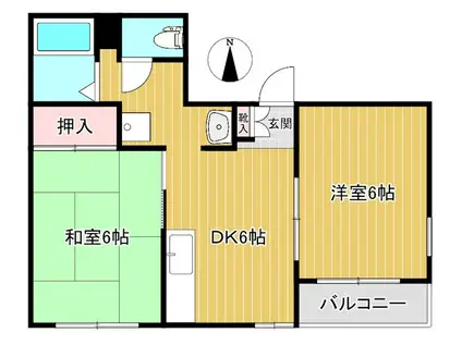 パルサカモト(2DK/3階)の間取り写真