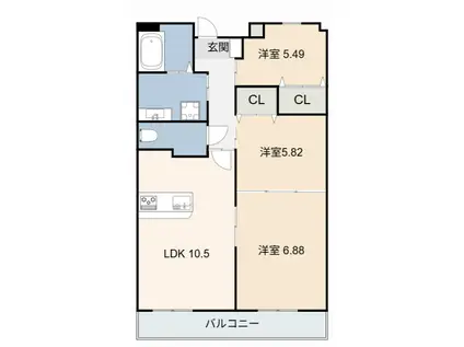 リバーサイド東洋(3LDK/2階)の間取り写真