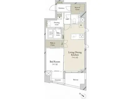 三軒茶屋GRAND(1LDK/6階)の間取り写真