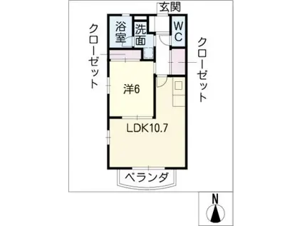ピノハウス(1LDK/2階)の間取り写真