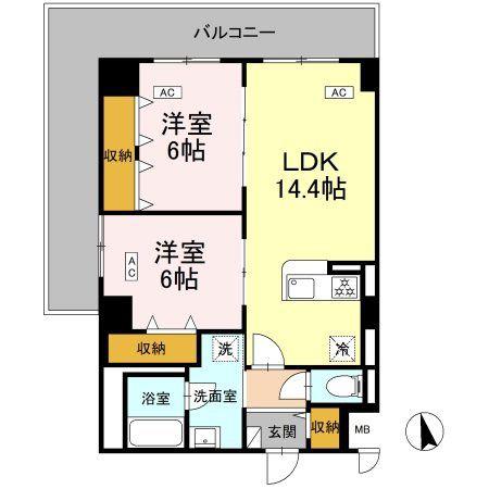 カスタリア西船橋II(2LDK/3階)の間取り写真