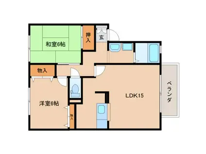 セジュールならやまII(2LDK/1階)の間取り写真