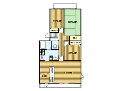 オクトス市が尾(3LDK/1階)の間取り写真