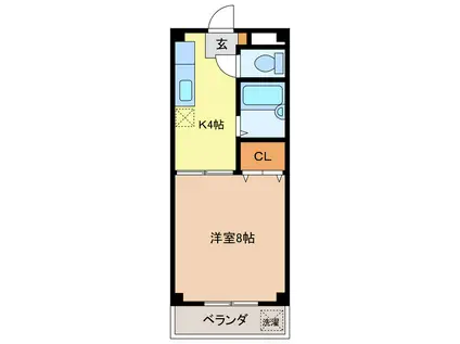 シャンブル高野(1DK/2階)の間取り写真