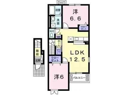 エンブレイスブライトI(2LDK/2階)の間取り写真