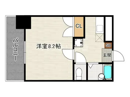 ブレーン博多(1K/4階)の間取り写真