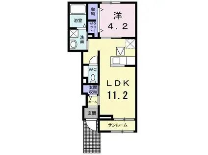 カーサ・ボスケットII(1LDK/1階)の間取り写真