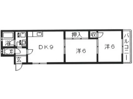JPアパートメント藤井寺II(2LDK/3階)の間取り写真