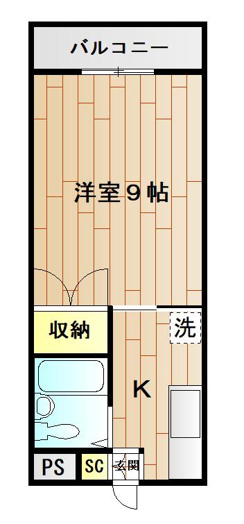 コットンハウス(1K/2階)の間取り写真