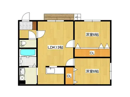 GEM 3・3(2LDK/1階)の間取り写真