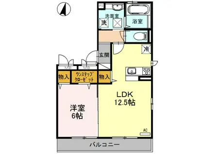 ヌカタコルンS(1LDK/1階)の間取り写真