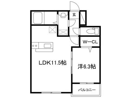 ヒーローマンションALCAZAR(1LDK/1階)の間取り写真