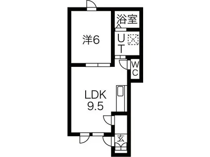 ラピスIII(1LDK/1階)の間取り写真