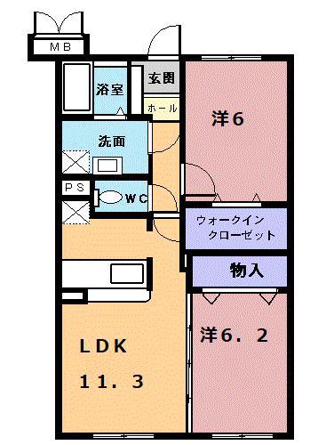 メゾン・ダルカンシールII(2LDK/2階)の間取り写真