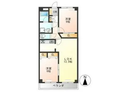 ネオ・ニシキ(2LDK/4階)の間取り写真