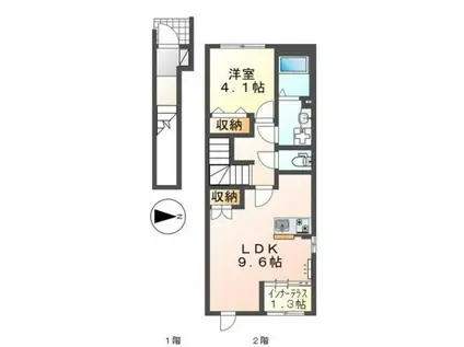 CALM MAISON II(1LDK/2階)の間取り写真