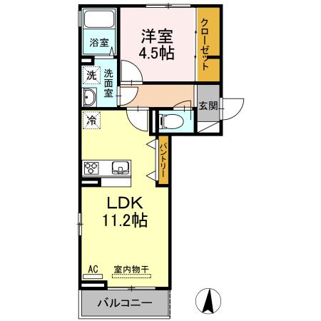 D-ROOMKUBOTAII(1LDK/2階)の間取り写真