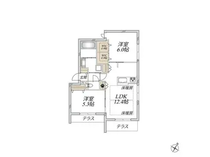FLOWER FIELDS KASHIWA(2LDK/1階)の間取り写真