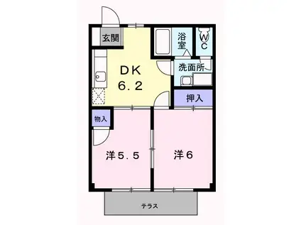 サンシティ臼井A(2DK/1階)の間取り写真