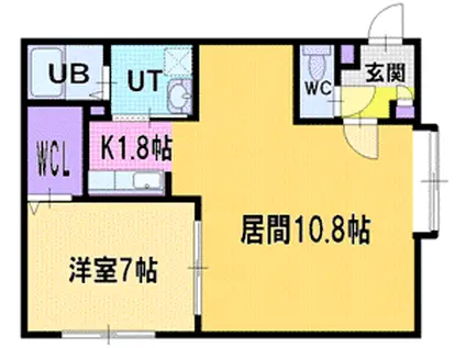 コンフォート大曲(1LDK/1階)の間取り写真