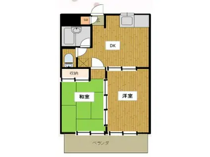 サンライズ上小町(2DK/2階)の間取り写真