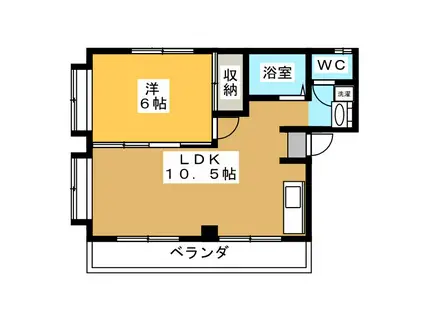 ホワイトピア(1LDK/2階)の間取り写真
