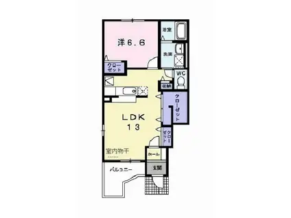 サム コート II(1LDK/1階)の間取り写真