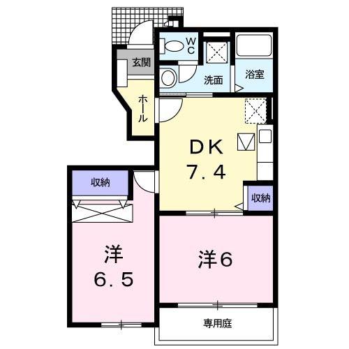 LIVERTY DREAM VI(2DK/1階)の間取り写真