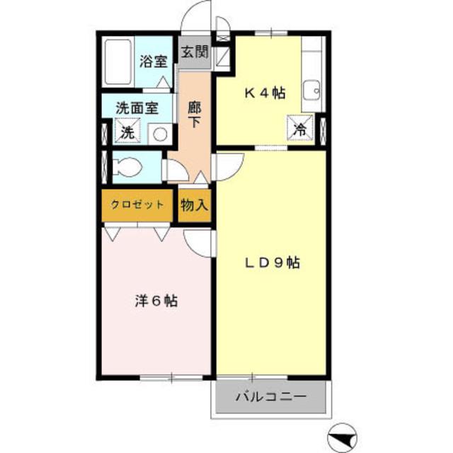 ボナールII(1LDK/2階)の間取り写真