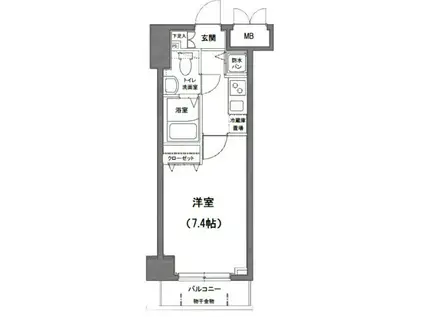 グランド・ガーラ日本橋茅場町(1K/4階)の間取り写真