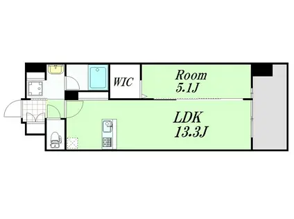 ルセードル天神橋(1LDK/3階)の間取り写真