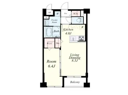 APエルテージ地行(1LDK/1階)の間取り写真
