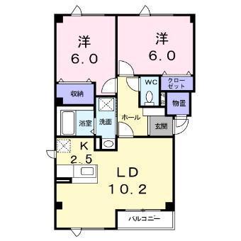ハイツ ペヂ(2LDK/2階)の間取り写真
