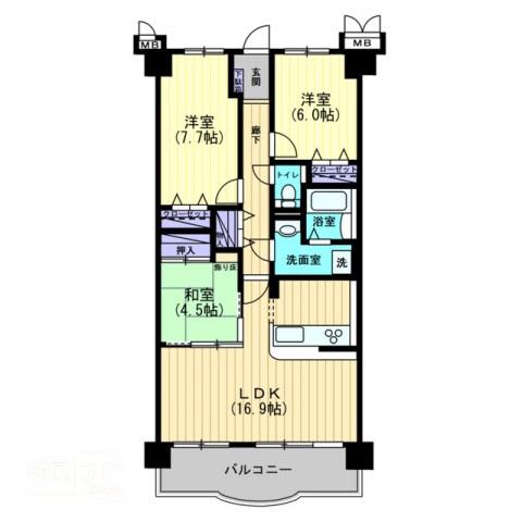 サントノーレ高松中央弐番館(3LDK/1階)の間取り写真
