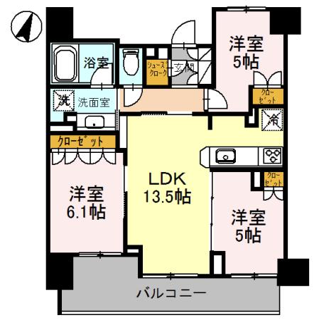 プラウド浦和別所(3LDK/6階)の間取り写真