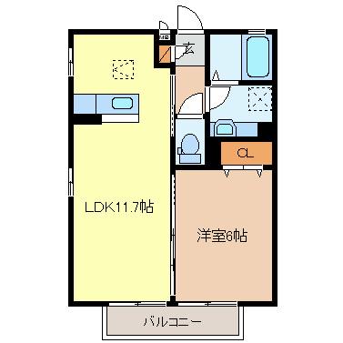 ハピネスコート(1LDK/1階)の間取り写真
