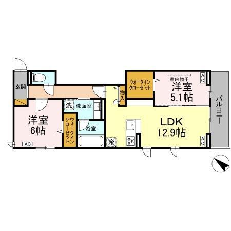 レジデンスヒルトップX(2LDK/2階)の間取り写真