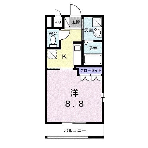 グランシャリオ(1K/2階)の間取り写真