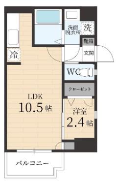 GRANDEUR住吉 弐番館(1LDK/12階)の間取り写真