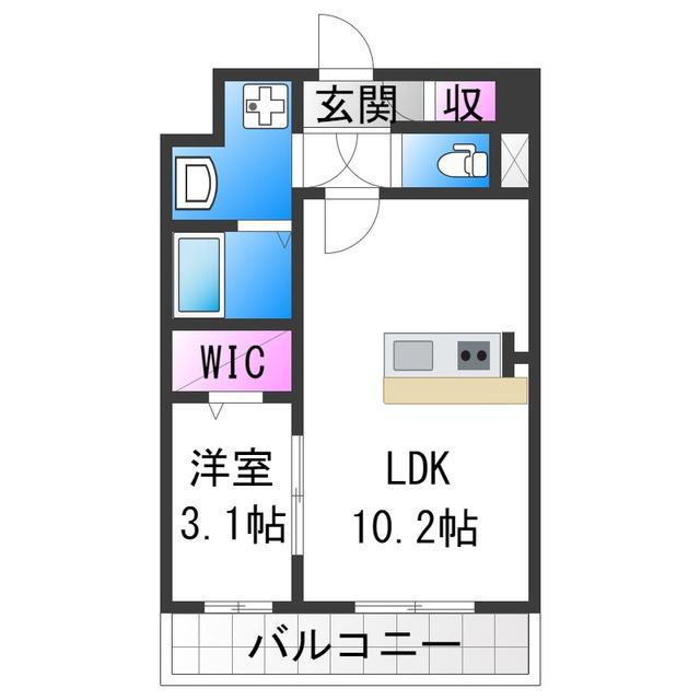 ベルンガーデン林寺(1LDK/8階)の間取り写真