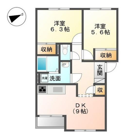 サンハイツ・ファインフェロー(2DK/1階)の間取り写真
