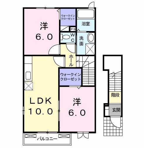 プラシードα(2LDK/2階)の間取り写真