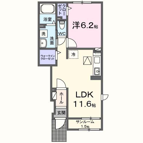 メゾン ドゥ ヴィクトワールIII(1LDK/1階)の間取り写真