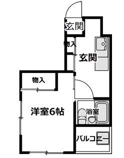 カーサ352(1K/1階)の間取り写真