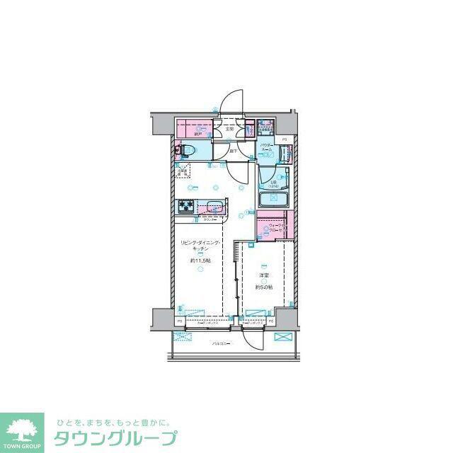 GENOVIA本所吾妻橋SKYGARDEN(1LDK/4階)の間取り写真