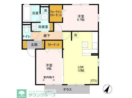 マリンクオーツ(2LDK/1階)の間取り写真