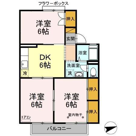 第三フェニックス(3DK/1階)の間取り写真