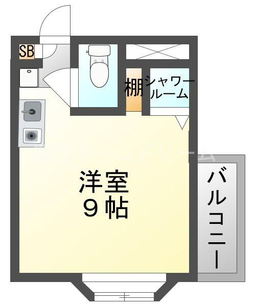 フリーディオ城垣(ワンルーム/2階)の間取り写真